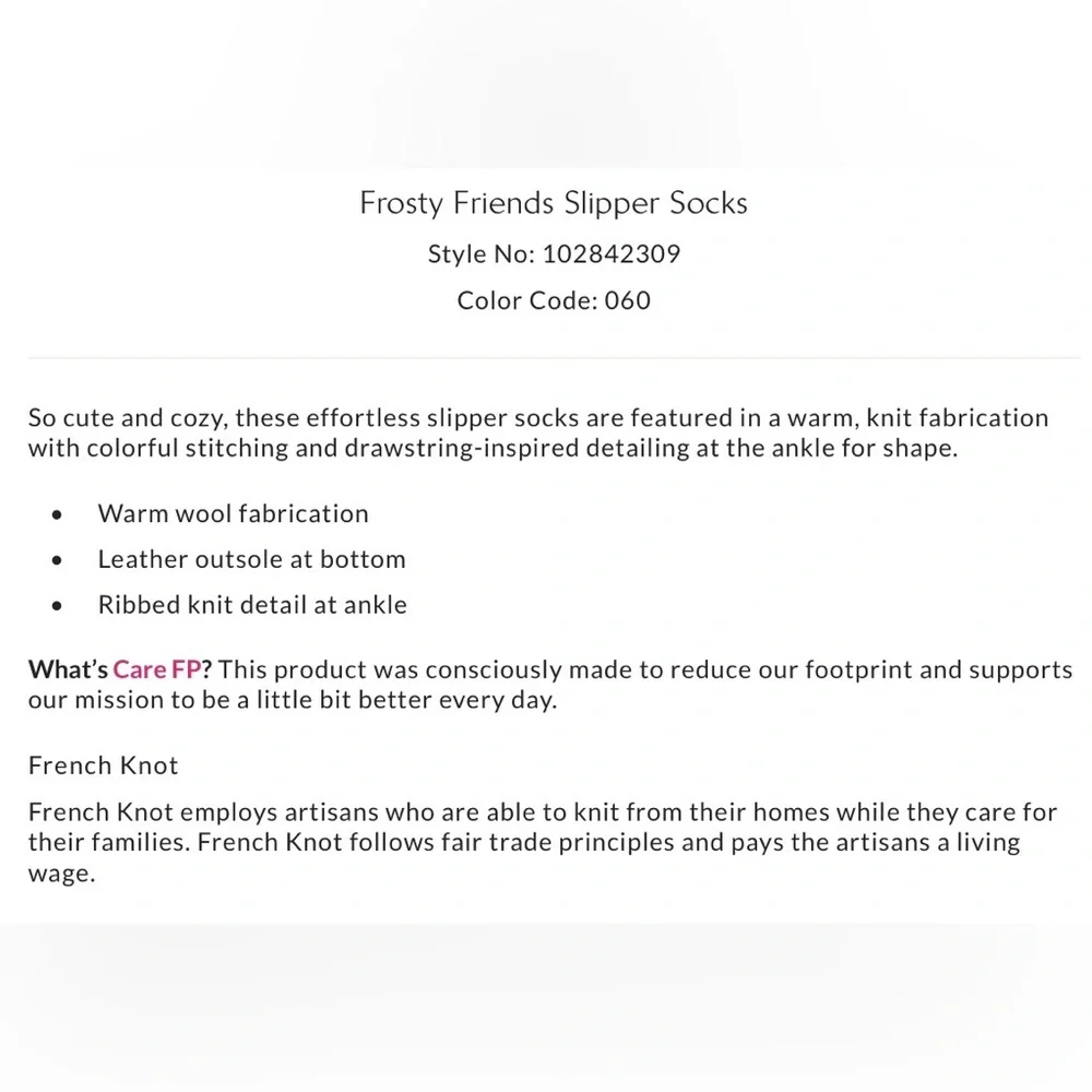 NWT Free People L/XL French Knot Frosty Friends Slipper Socks in Red Fairile New - Picture 3 of 4